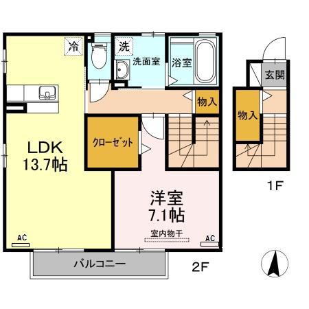 ロイヤルメゾン忠興(1LDK/2階)の間取り写真