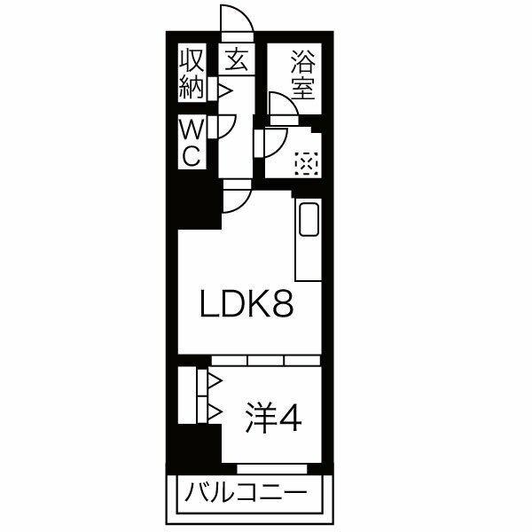 クリスタルガーデン栄町(1LDK/14階)の間取り写真