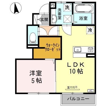 T-ROOM前沢(1LDK/1階)の間取り写真