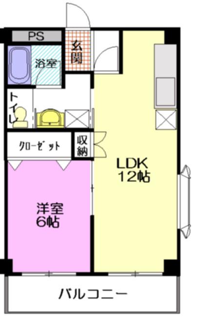 シャトレ弐番館(1LDK/2階)の間取り写真