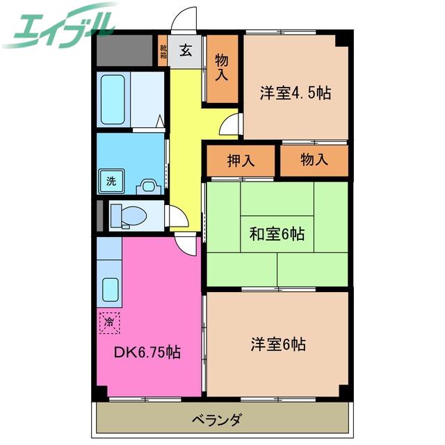 プレアールときわ(3DK/3階)の間取り写真