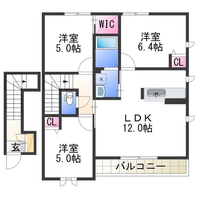 シャーメゾン大野中(3LDK/2階)の間取り写真