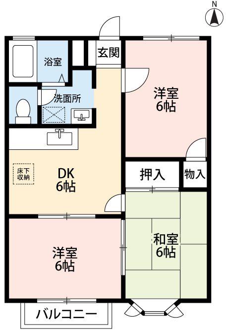 レストハイムC棟(3DK/2階)の間取り写真