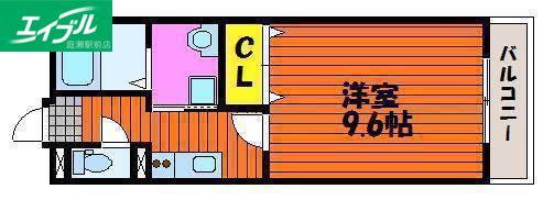 ピア伊福町(1K/1階)の間取り写真