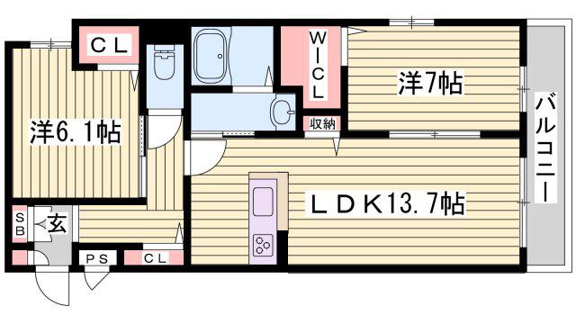 リラフォート白坂(2LDK/2階)の間取り写真