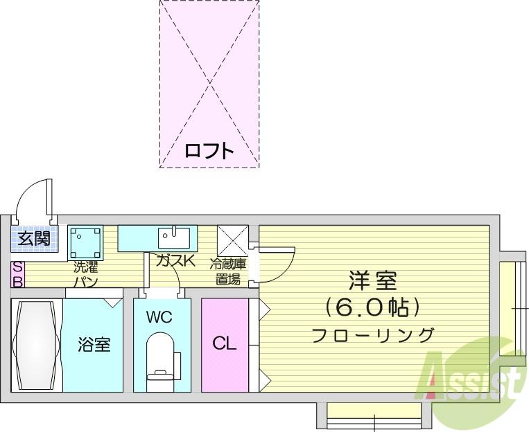 ホワイトキャッスル35番館(1K/2階)の間取り写真