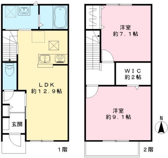 ユアメゾン ル フォレ壱番館(2LDK/1階)の間取り写真