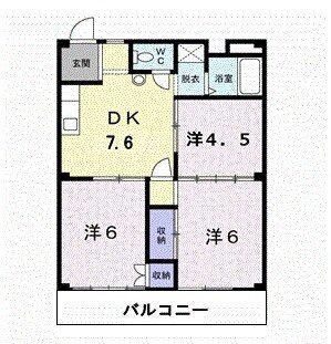 ハウジングすずか(3DK/2階)の間取り写真