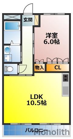 BEAM(1LDK/1階)の間取り写真