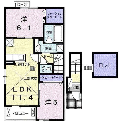 ARUVITA E(2LDK/2階)の間取り写真