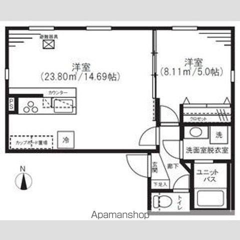 湯島レジデンス(1LDK/4階)の間取り写真
