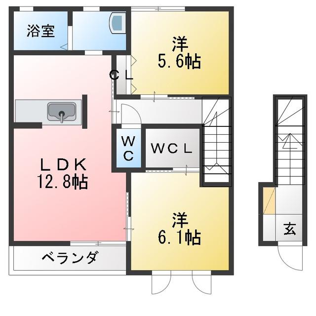 SUNFLOWER(2LDK/2階)の間取り写真