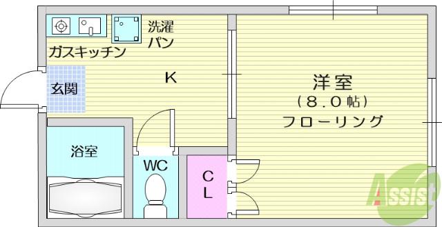 コーポ根岸B(1K/1階)の間取り写真