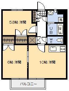 ラペシュルこだま(2LDK/2階)の間取り写真