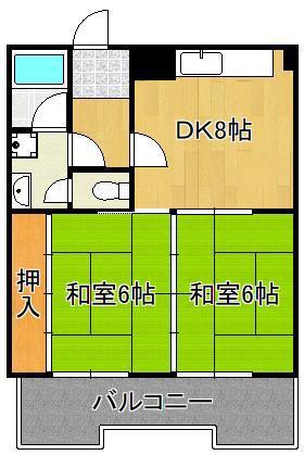 オアシス鳴水(2DK/2階)の間取り写真
