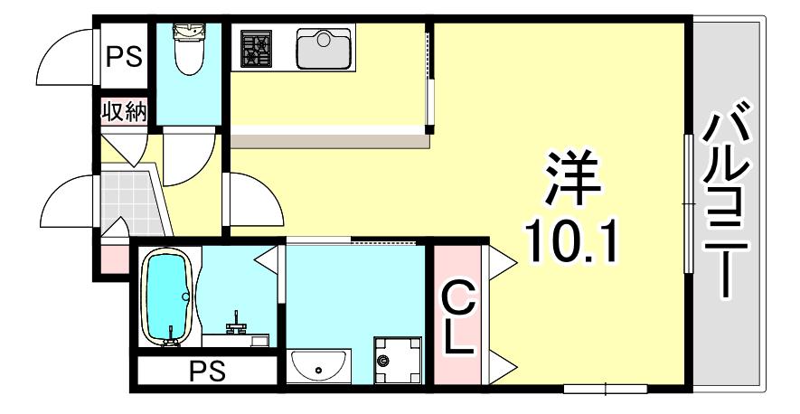 メゾンエフKAMISAWA(ワンルーム/4階)の間取り写真