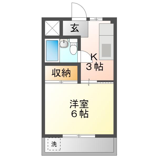 アムールアミィ(1K/1階)の間取り写真