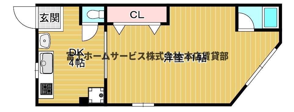 松栄ハイツ(1DK/3階)の間取り写真