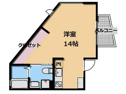 カルテット(ワンルーム/1階)の間取り写真