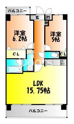 ル・サンク西市(2LDK/4階)の間取り写真