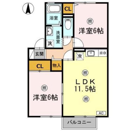 第2母恩(2LDK/2階)の間取り写真
