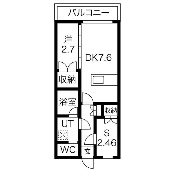 KARIN MANSION足利 206(1SDK/2階)の間取り写真