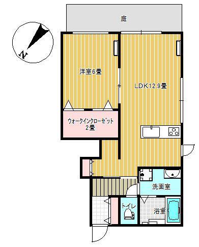 プランドール中町2(1LDK/1階)の間取り写真
