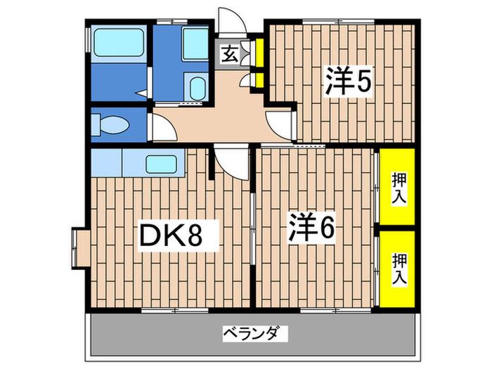 K-フォレスト(2DK/1階)の間取り写真