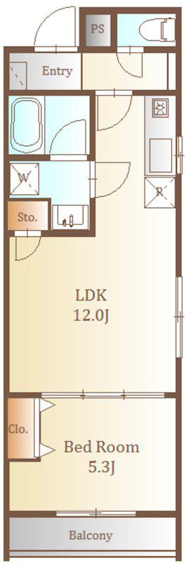 メルヴェーユ港(1LDK/4階)の間取り写真