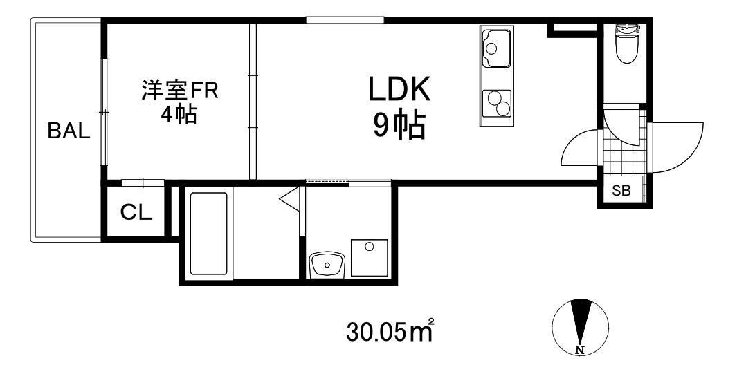 アクシアシティ兵庫(1LDK/1階)の間取り写真