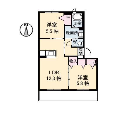 シャーメゾン エスペランサ(2LDK/1階)の間取り写真