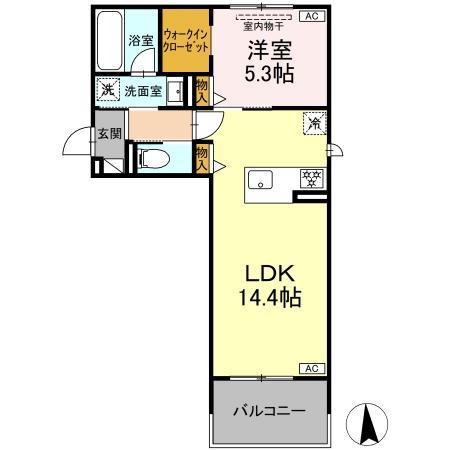 セレスティア旭町(1LDK/2階)の間取り写真