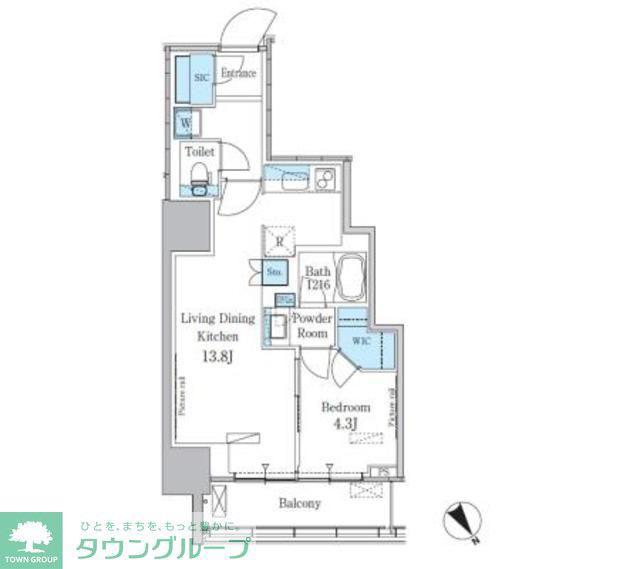 パークアクシス横濱関内SQUARE(1LDK/9階)の間取り写真