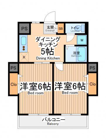 タカラハイツ(2DK/2階)の間取り写真