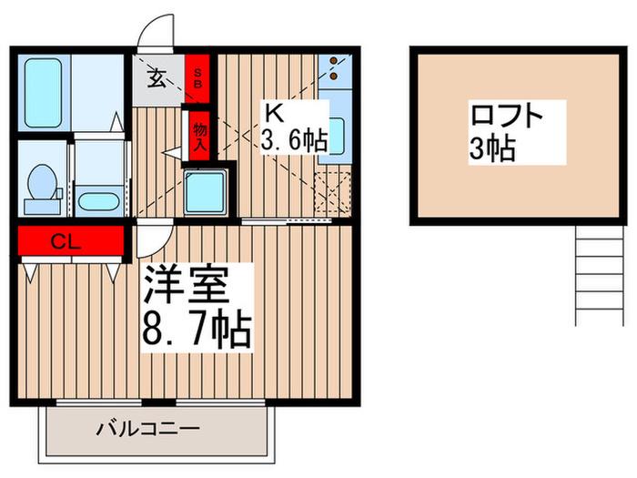 LIFE BUDDY 駒林元町(1K/2階)の間取り写真