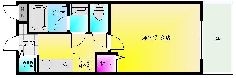 フジパレス弓削(1K/2階)の間取り写真