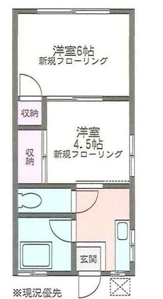 二見コーポラス(2K/1階)の間取り写真