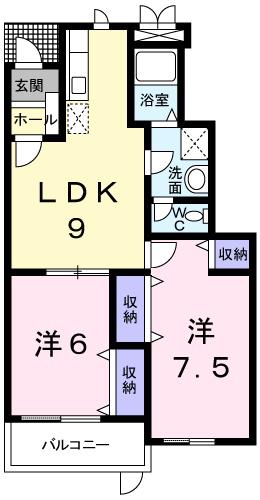 メゾン梅の郷 A(2LDK/1階)の間取り写真