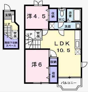 サンプラーズ東(2LDK/2階)の間取り写真