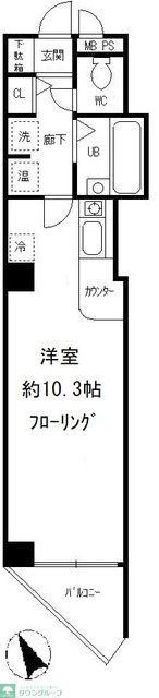 ヴルーム国立(ワンルーム/9階)の間取り写真