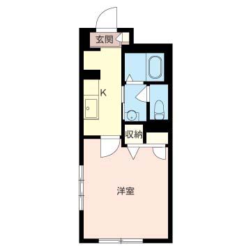 セレクト市川(1K/1階)の間取り写真