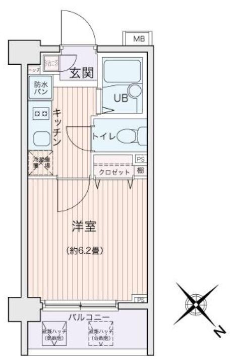 エコロジー都立大学レジデンス(1K/1階)の間取り写真