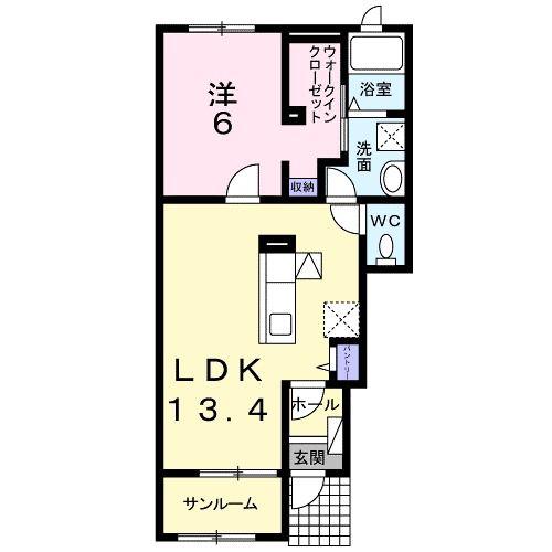 エア フィールド(1LDK/1階)の間取り写真