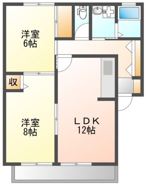ハーレーANDV(2LDK/1階)の間取り写真