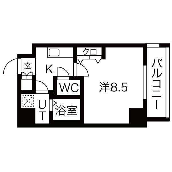 レジデンシア泉I(1K/10階)の間取り写真