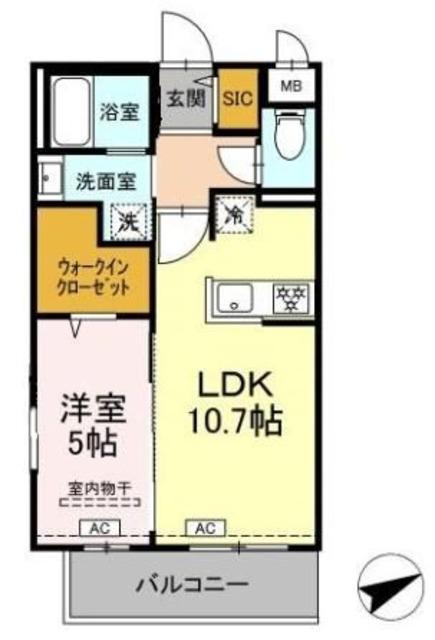 ロイジェントパークス西馬込 ロイジェント(1LDK/2階)の間取り写真