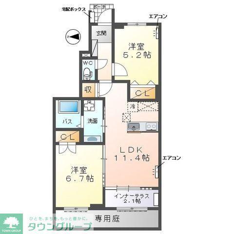 サーバル -SARVAL-(2LDK/1階)の間取り写真