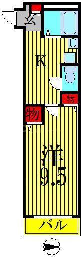 リビオン(1K/3階)の間取り写真