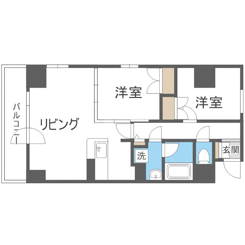 シティコート北一条(2LDK/15階)の間取り写真