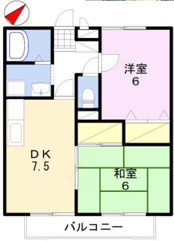 ファミールコート・K(2DK/1階)の間取り写真
